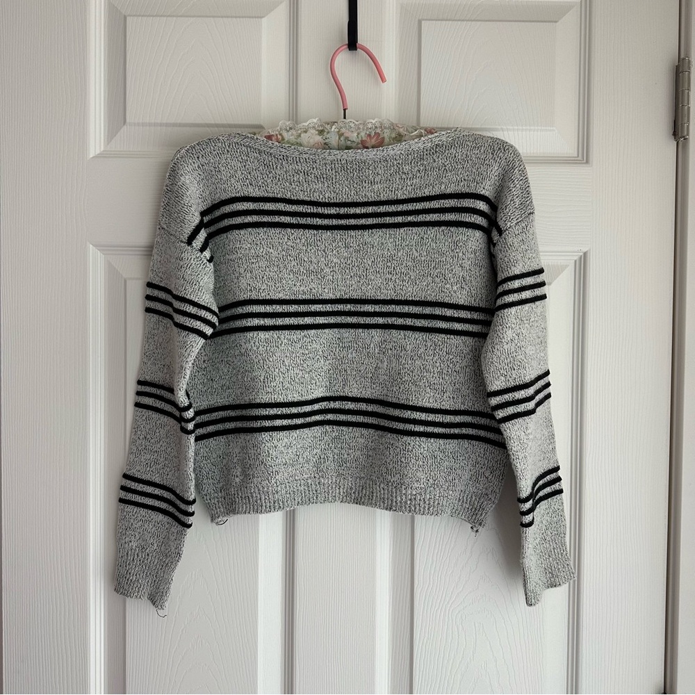 Grey and black striped sweater